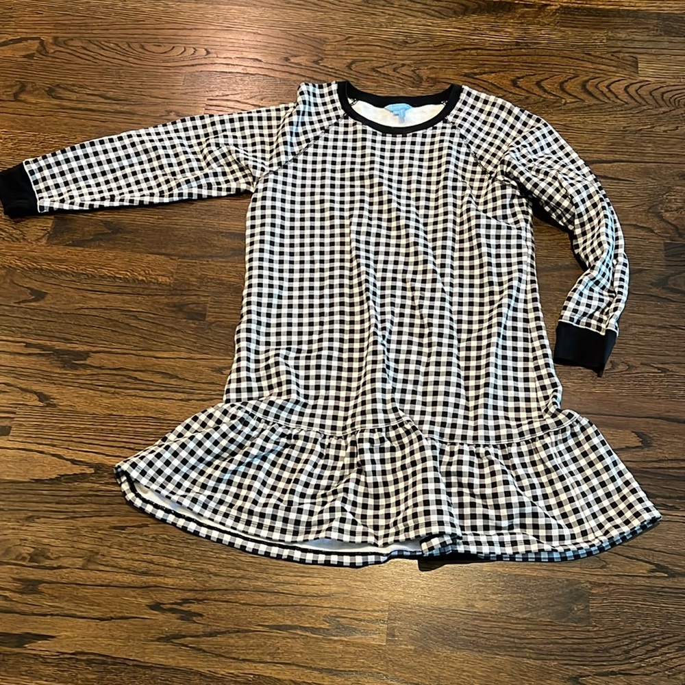 Draper James Black and White Gingham Ruffle Hem Dress
